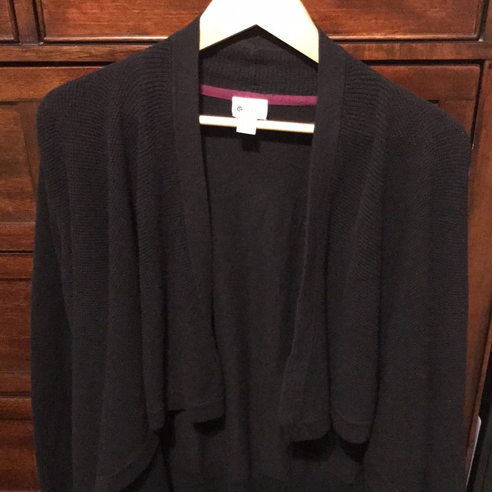 Stylus Women XL Black Open Cardigan Elbow Patch Cotton Modal Soft Knit Jacket - Picture 6 of 16